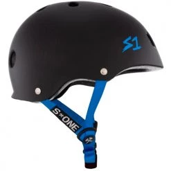 S1 Lifer Helmet Black Cyan Straps Safety Equipment