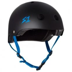 S1 Lifer Helmet Black Cyan Straps Safety Equipment
