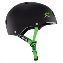 S1 Lifer Helmet Black Matte Green Straps